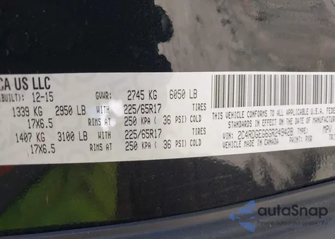 2016 Dodge Grand Caravan R/T z USA, uszkodzony, nr VIN 2C4RDGEG6GR249428